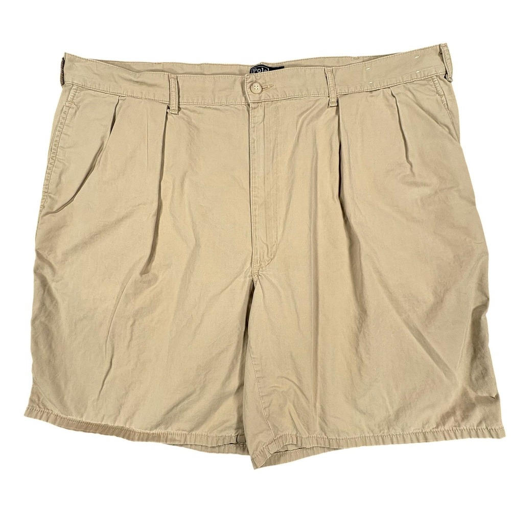 Vintage 90s Polo Ralph Lauren Chino Shorts Mens 40x9 Beige Double Pleated USA